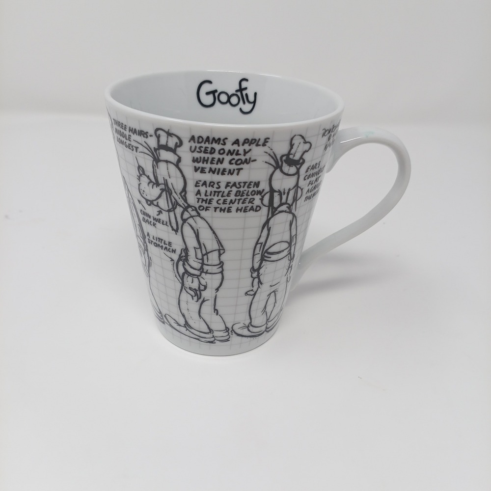 Disney Goofy Character Sketch Coffee Mug Jerry Leigh Animator Model Sheet White